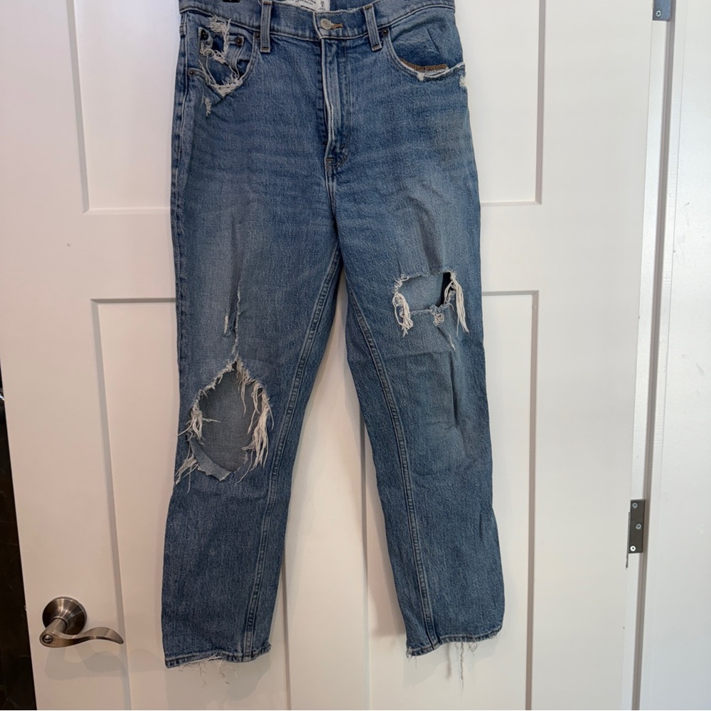 Abercrombie & Fitch Blue Distressed Boyfriend Jeans